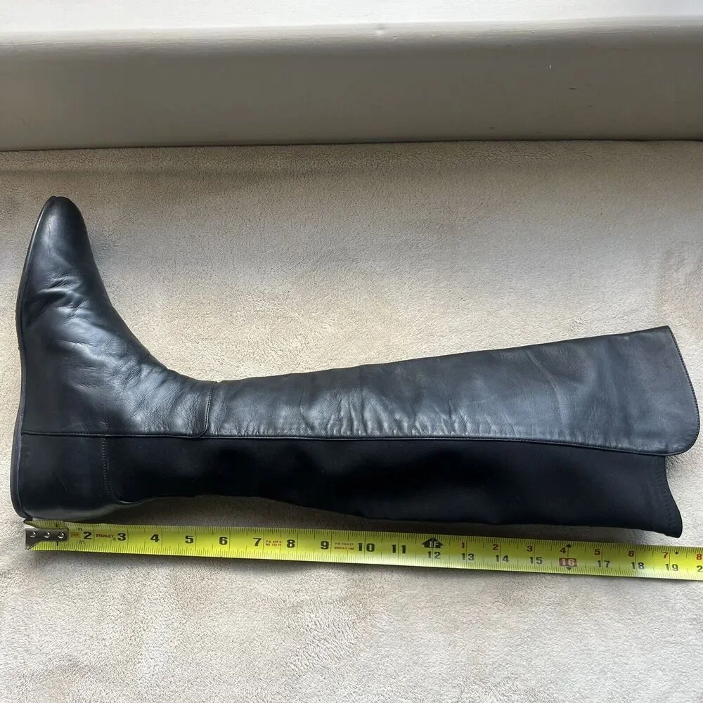 Stuart Weitzman Lander Black Leather Women 6.5 Knee High 5050 Hidden Wedge Boots
